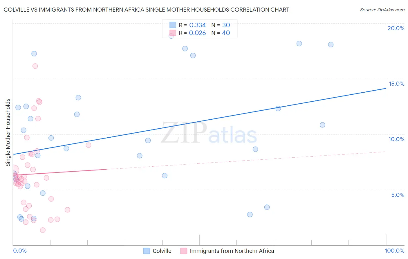 Colville vs Immigrants from Northern Africa Single Mother Households
