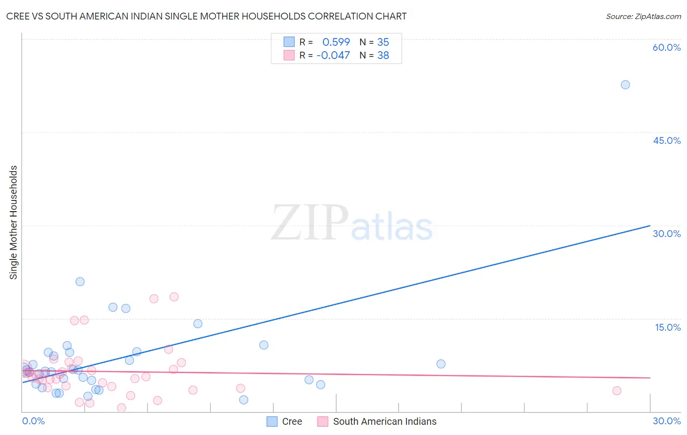 Cree vs South American Indian Single Mother Households