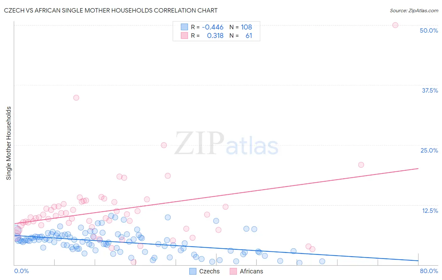 Czech vs African Single Mother Households