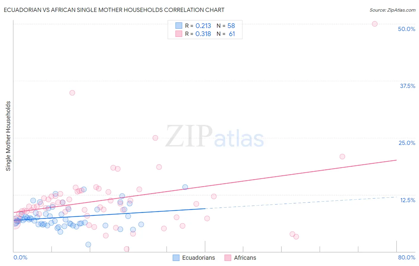 Ecuadorian vs African Single Mother Households