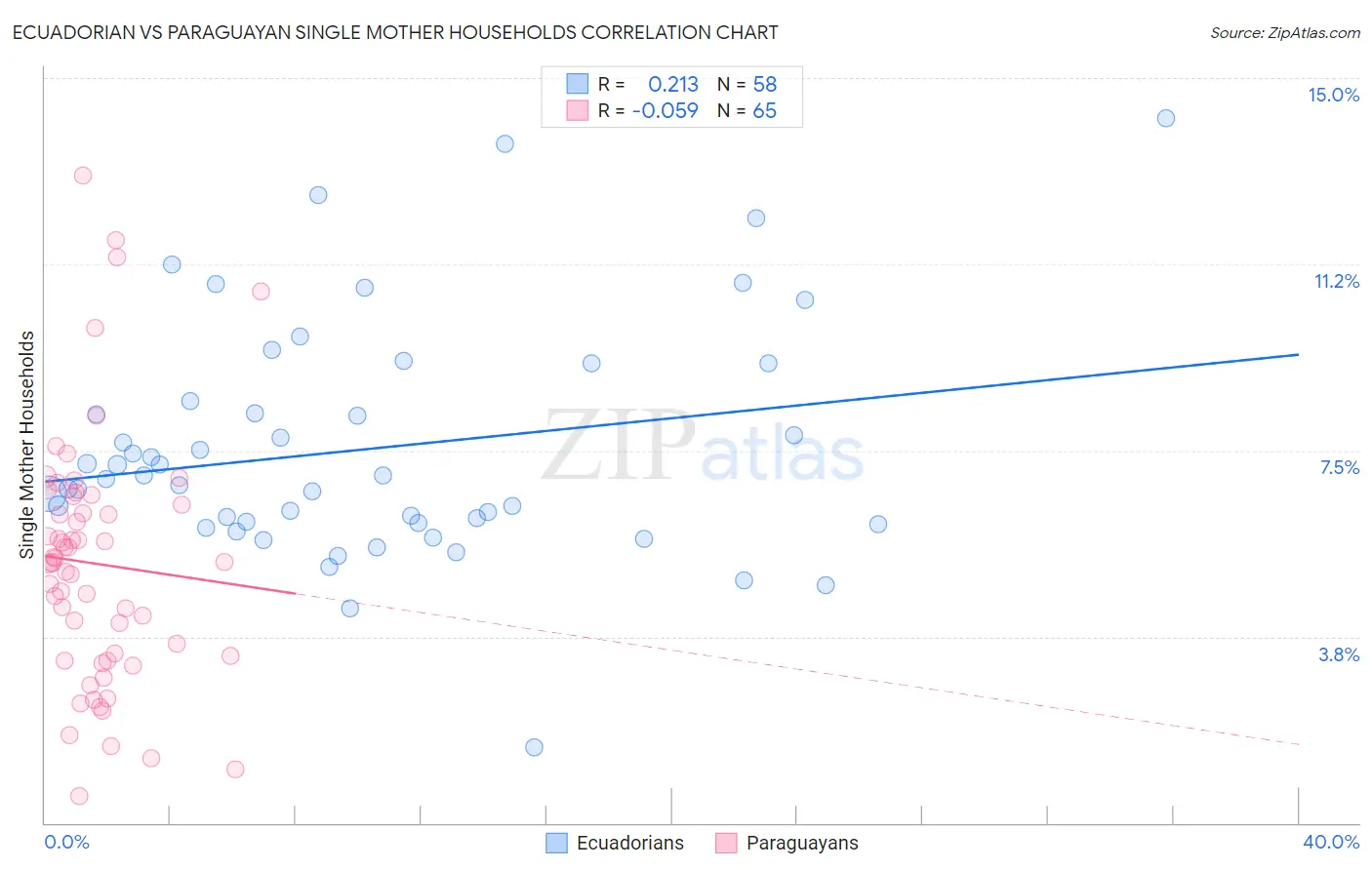 Ecuadorian vs Paraguayan Single Mother Households