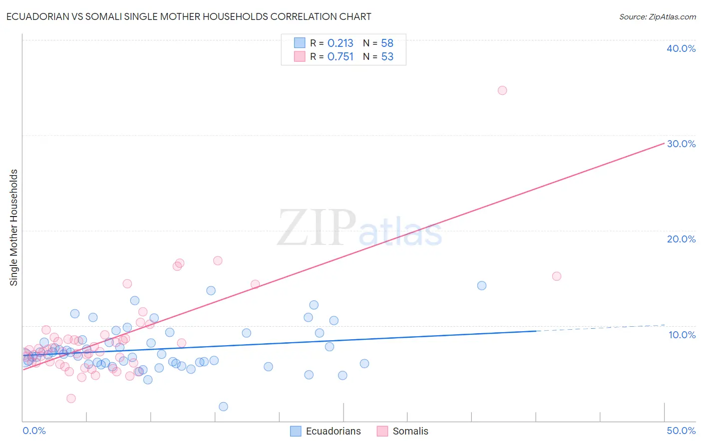 Ecuadorian vs Somali Single Mother Households