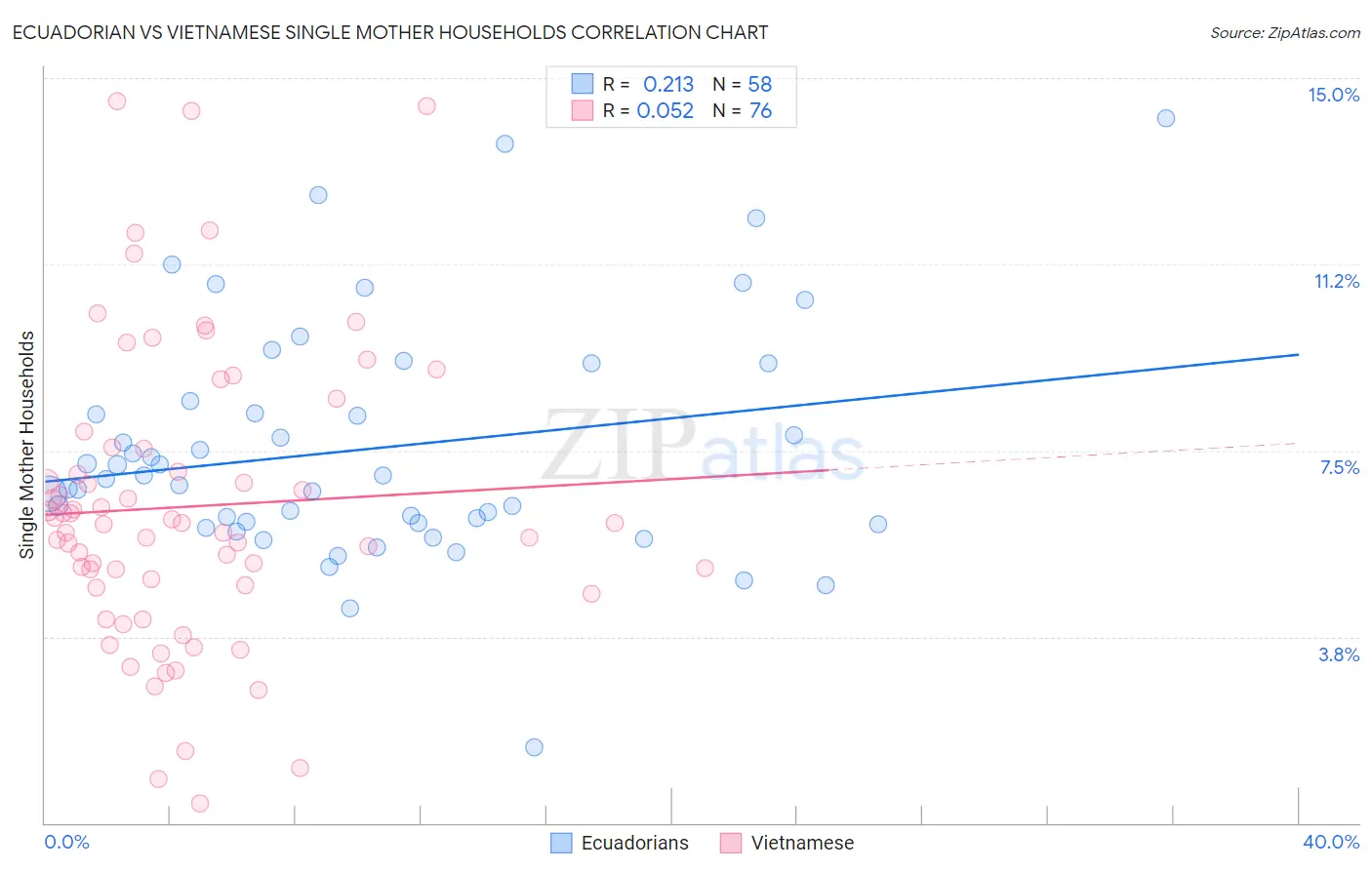 Ecuadorian vs Vietnamese Single Mother Households