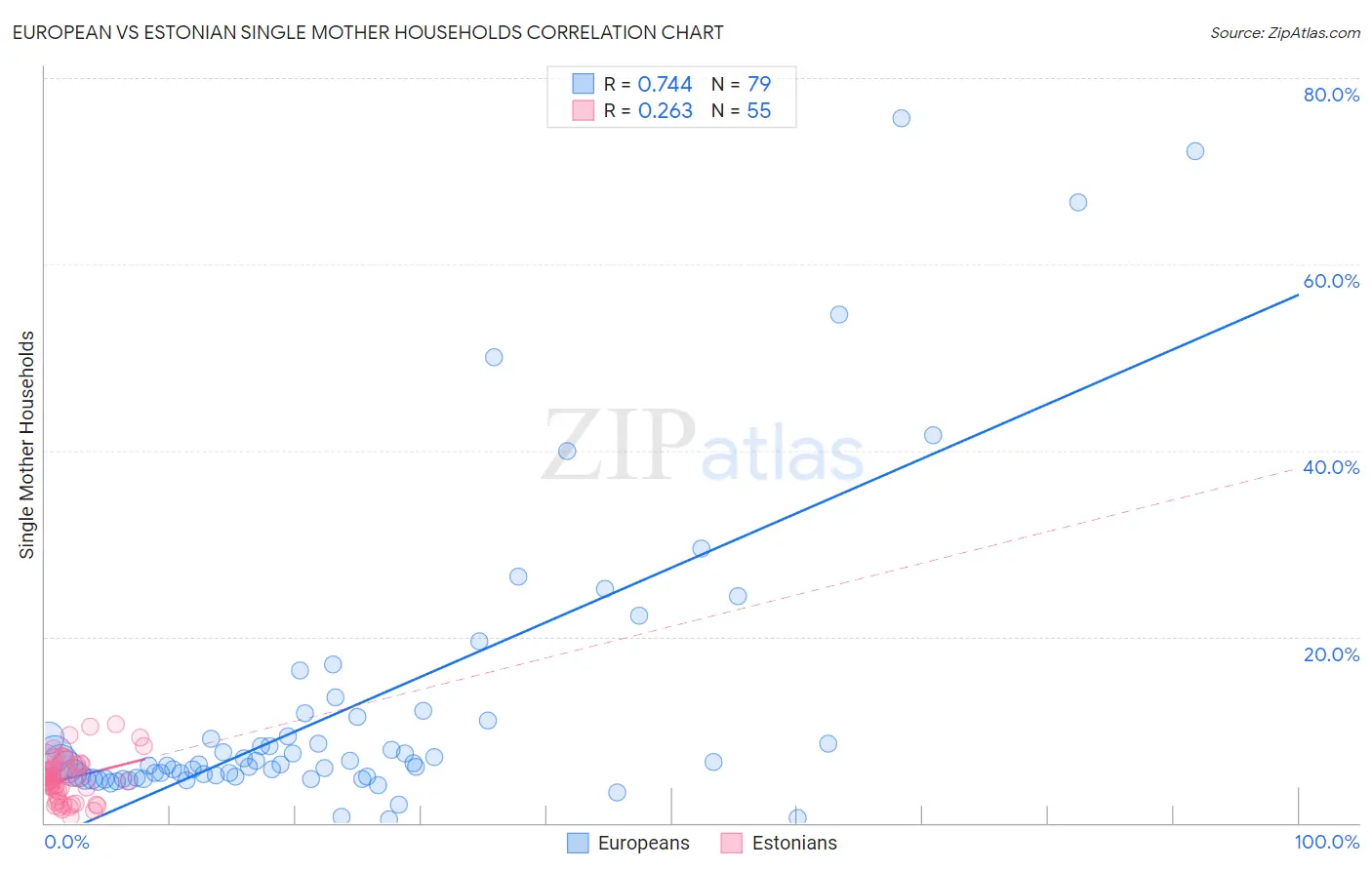 European vs Estonian Single Mother Households