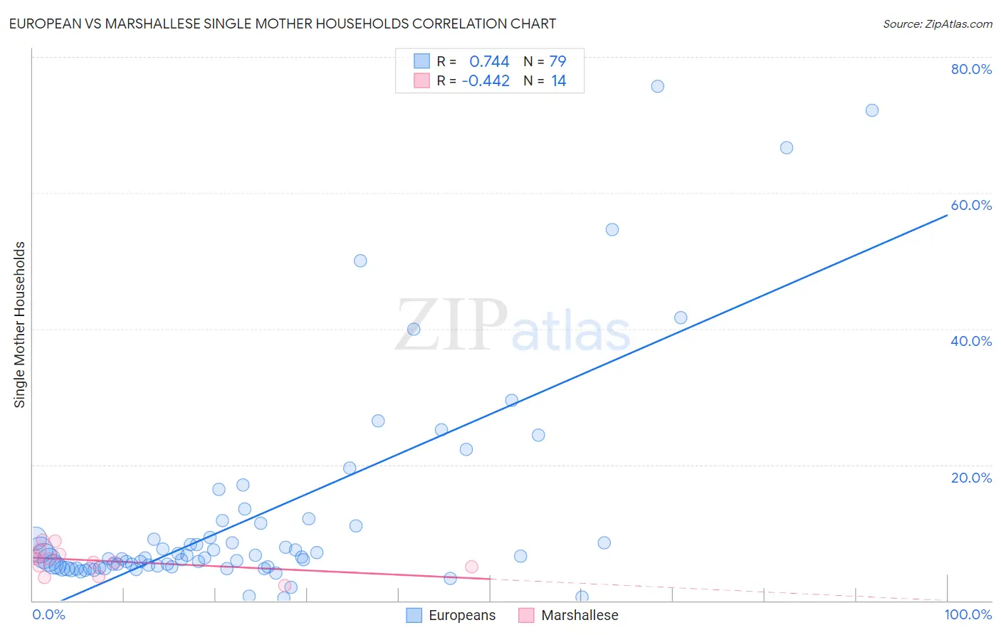 European vs Marshallese Single Mother Households