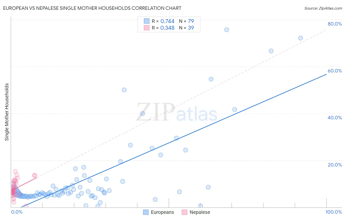 European vs Nepalese Single Mother Households