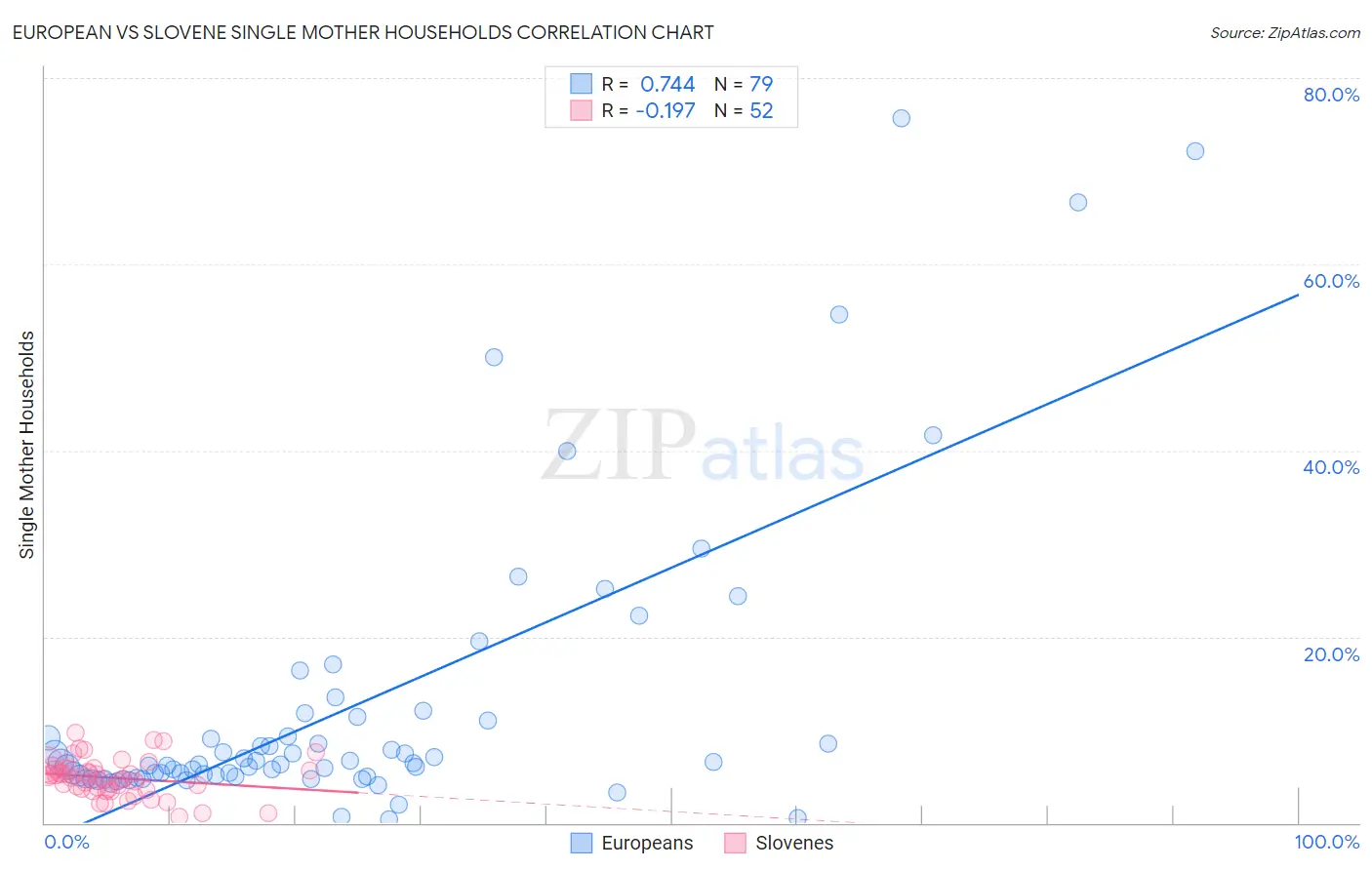 European vs Slovene Single Mother Households