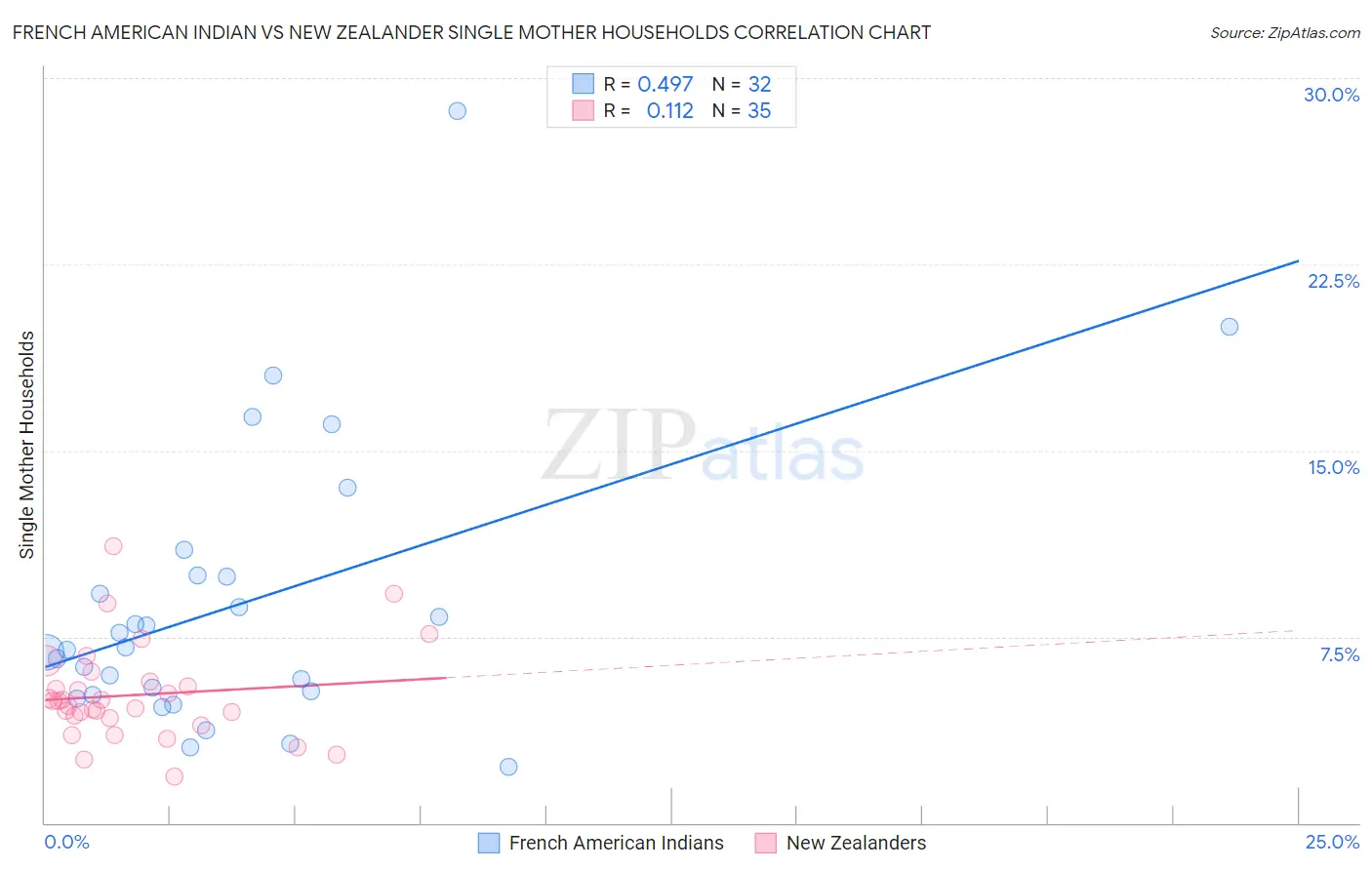 French American Indian vs New Zealander Single Mother Households