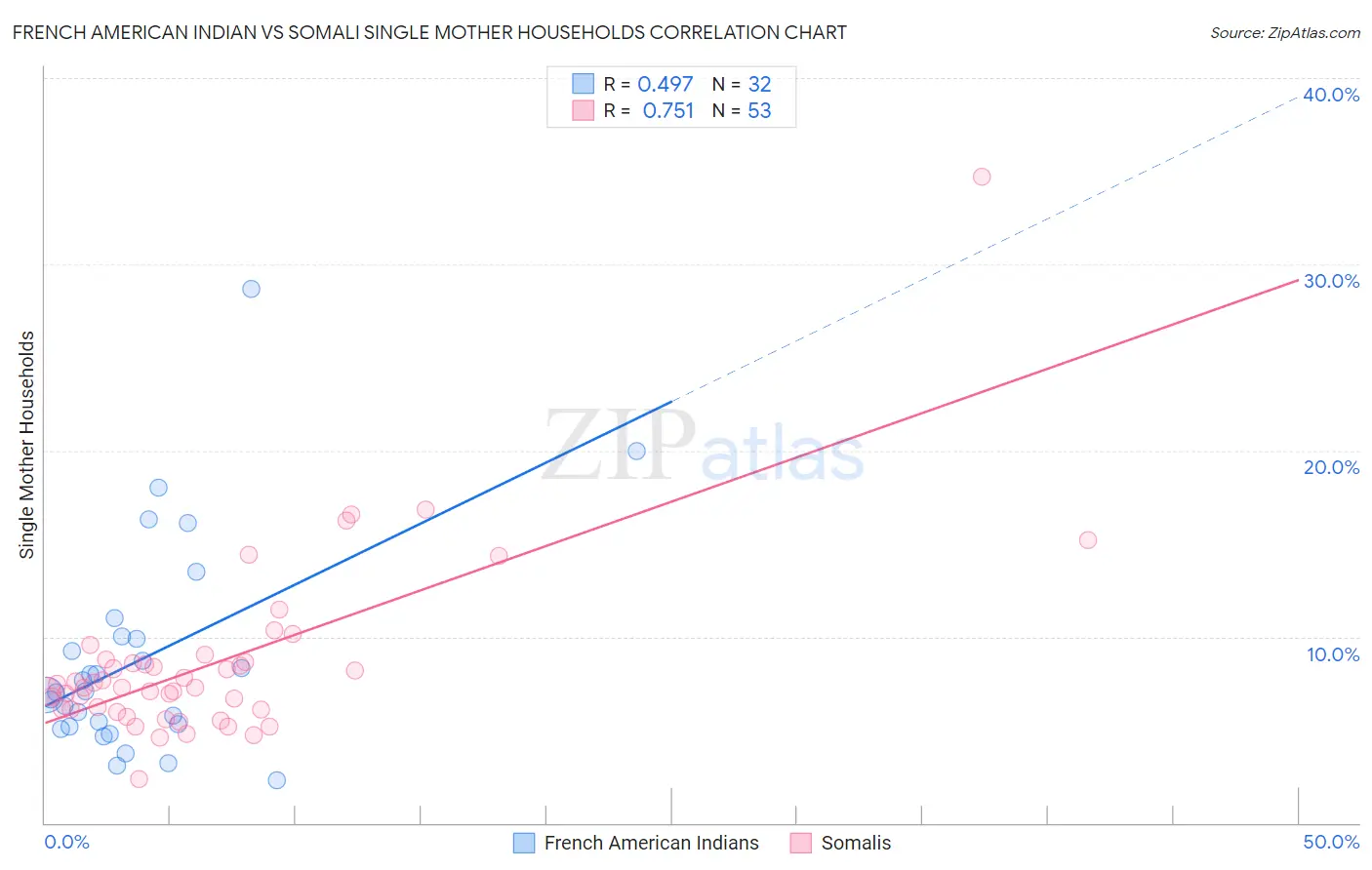 French American Indian vs Somali Single Mother Households