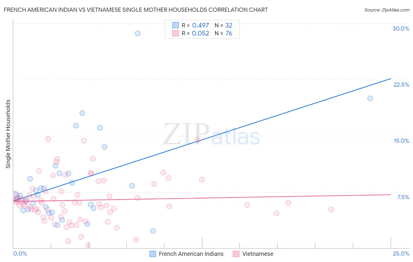French American Indian vs Vietnamese Single Mother Households