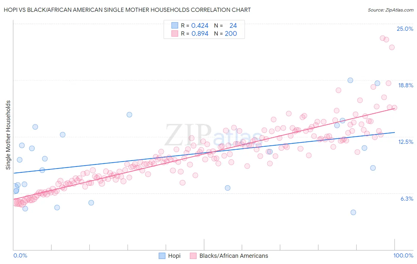 Hopi vs Black/African American Single Mother Households