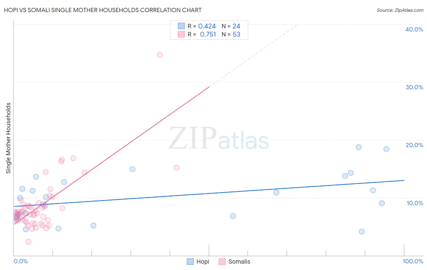 Hopi vs Somali Single Mother Households