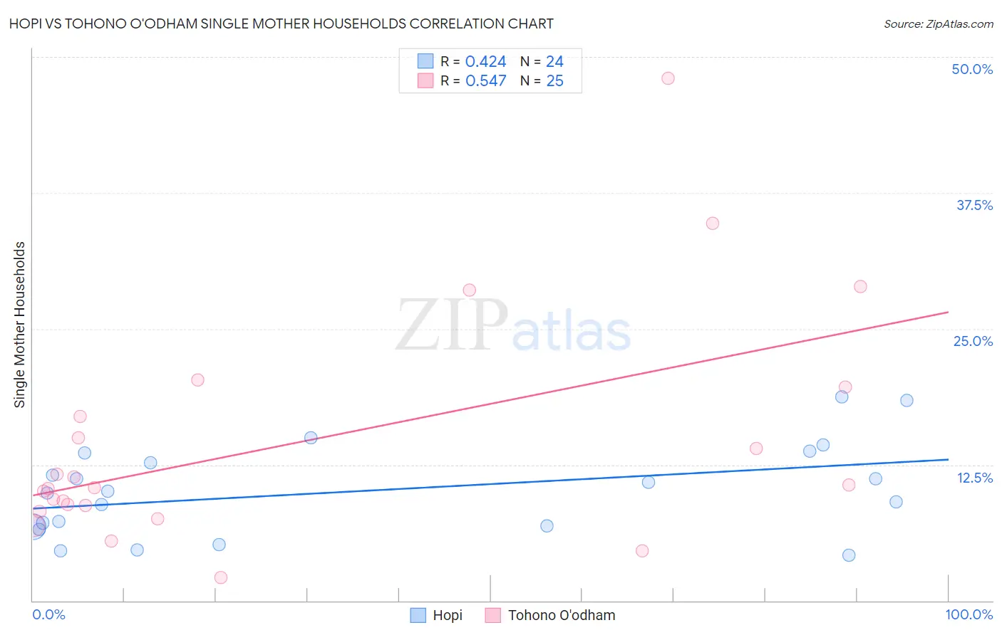 Hopi vs Tohono O'odham Single Mother Households