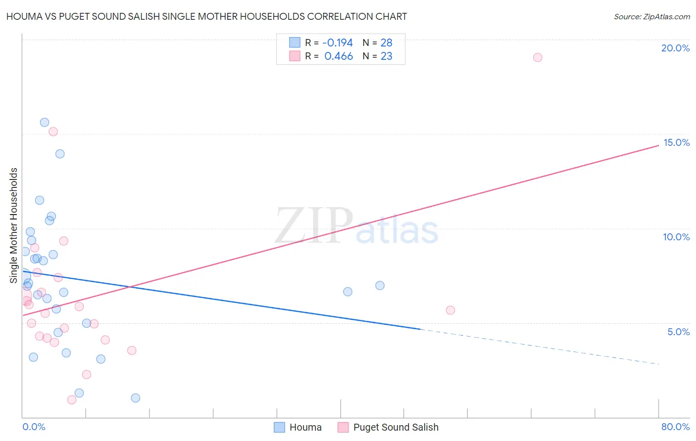 Houma vs Puget Sound Salish Single Mother Households
