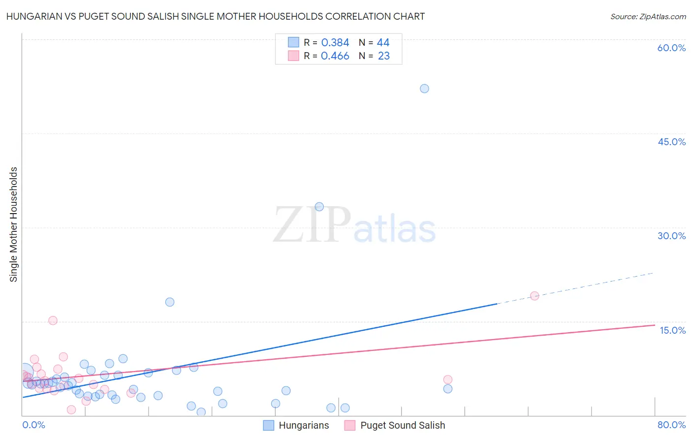 Hungarian vs Puget Sound Salish Single Mother Households