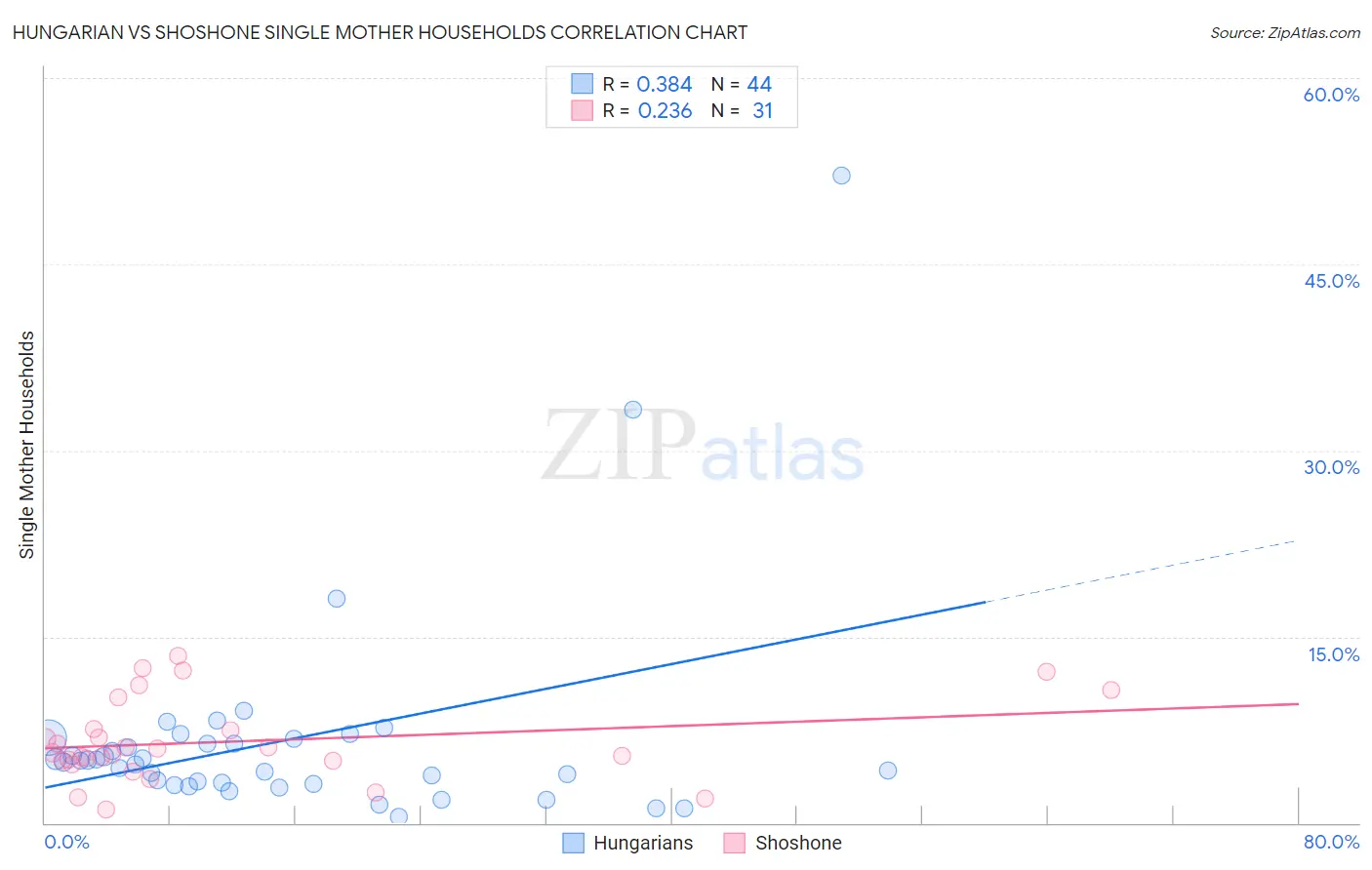 Hungarian vs Shoshone Single Mother Households