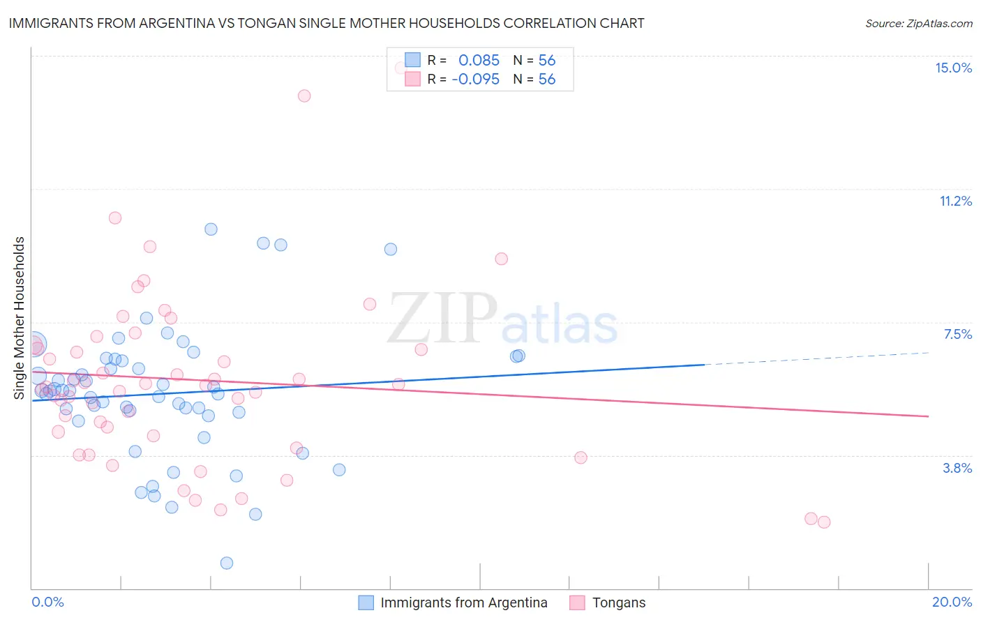 Immigrants from Argentina vs Tongan Single Mother Households