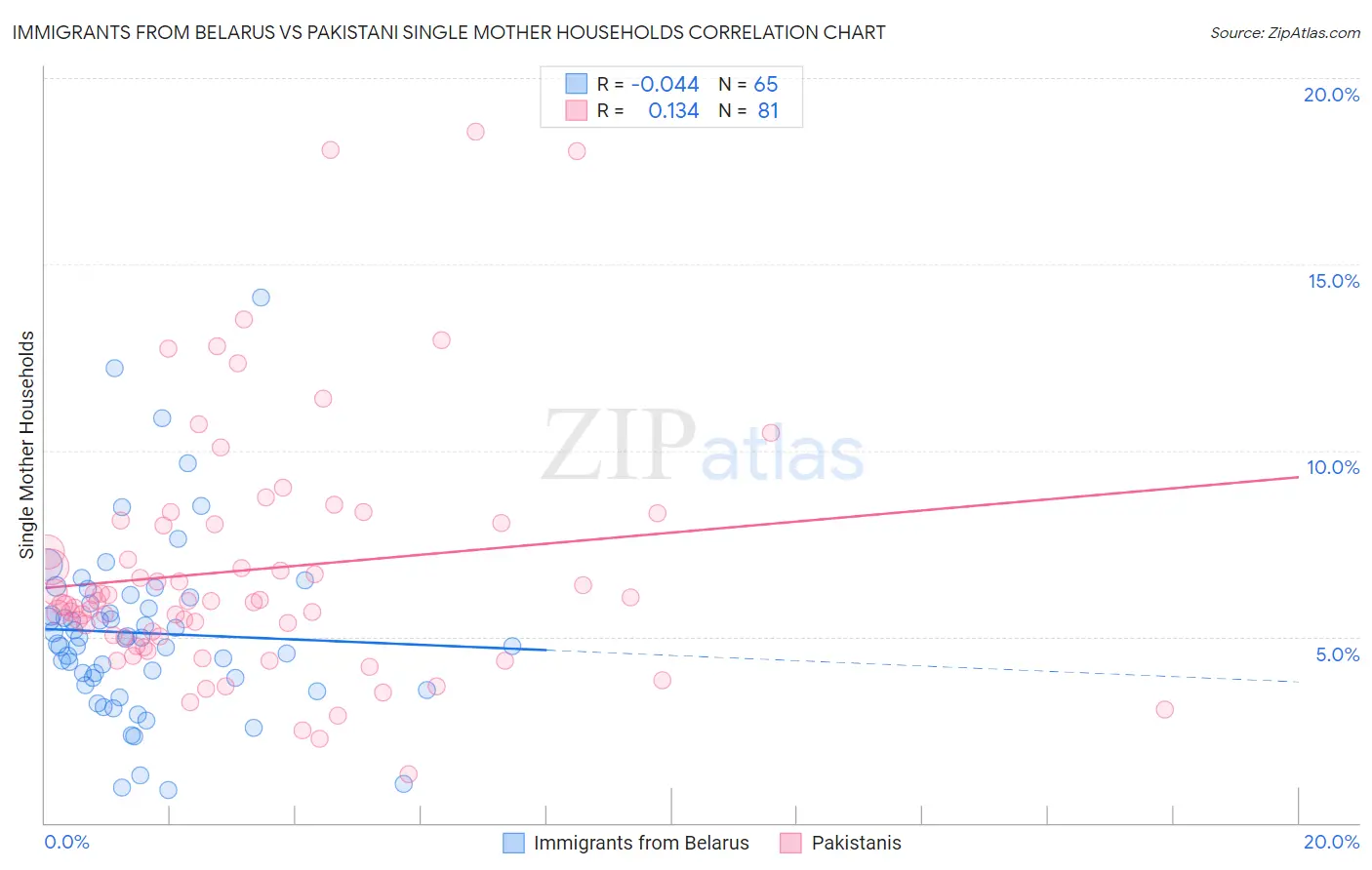 Immigrants from Belarus vs Pakistani Single Mother Households