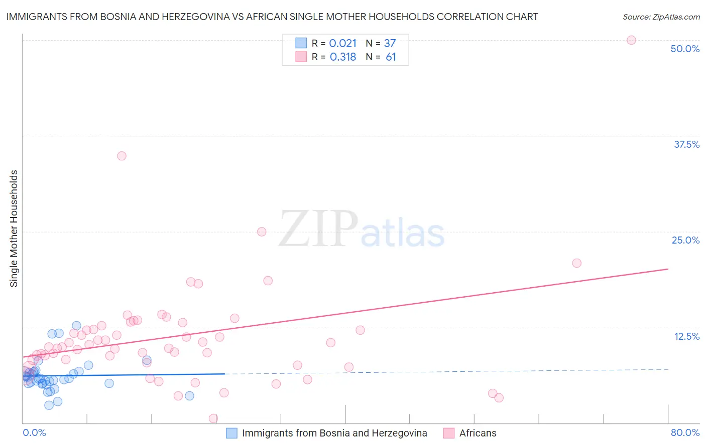 Immigrants from Bosnia and Herzegovina vs African Single Mother Households