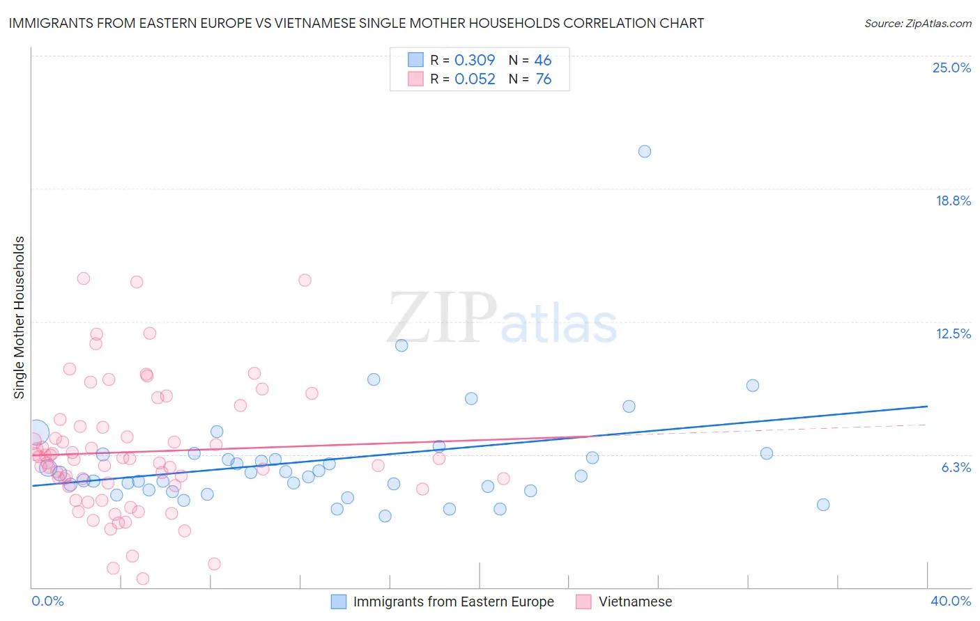 Immigrants from Eastern Europe vs Vietnamese Single Mother Households