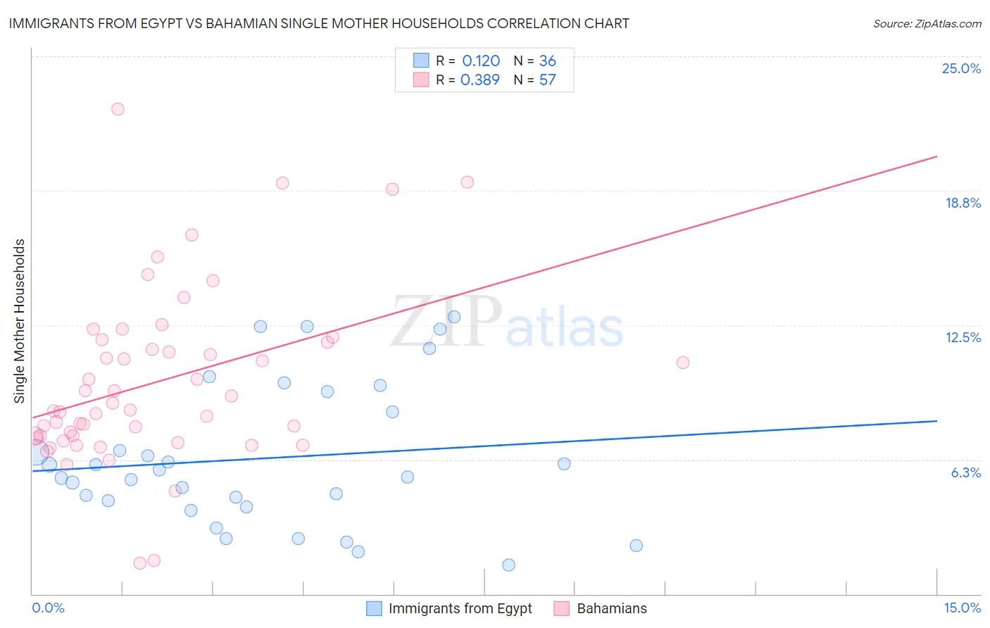 Immigrants from Egypt vs Bahamian Single Mother Households