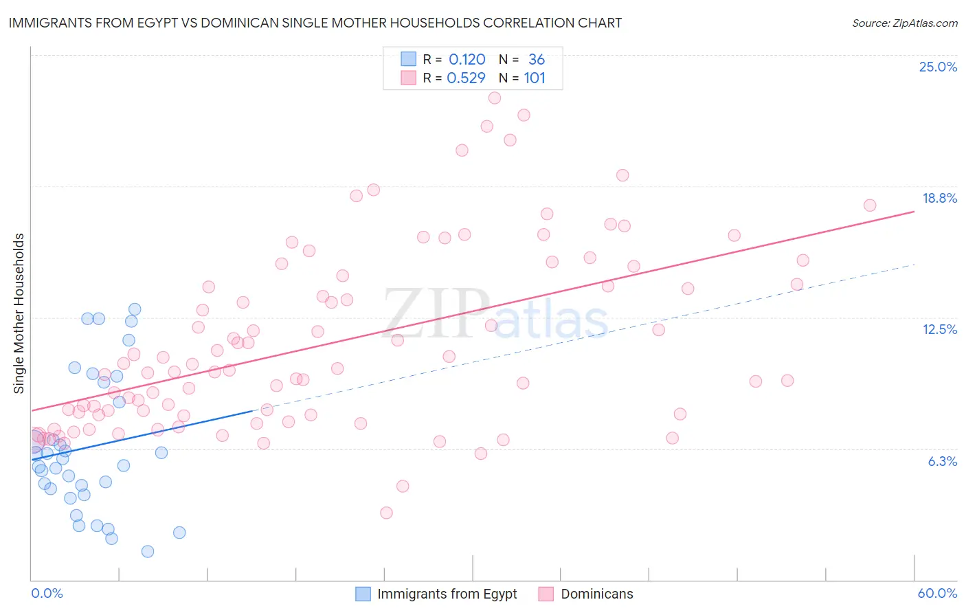 Immigrants from Egypt vs Dominican Single Mother Households