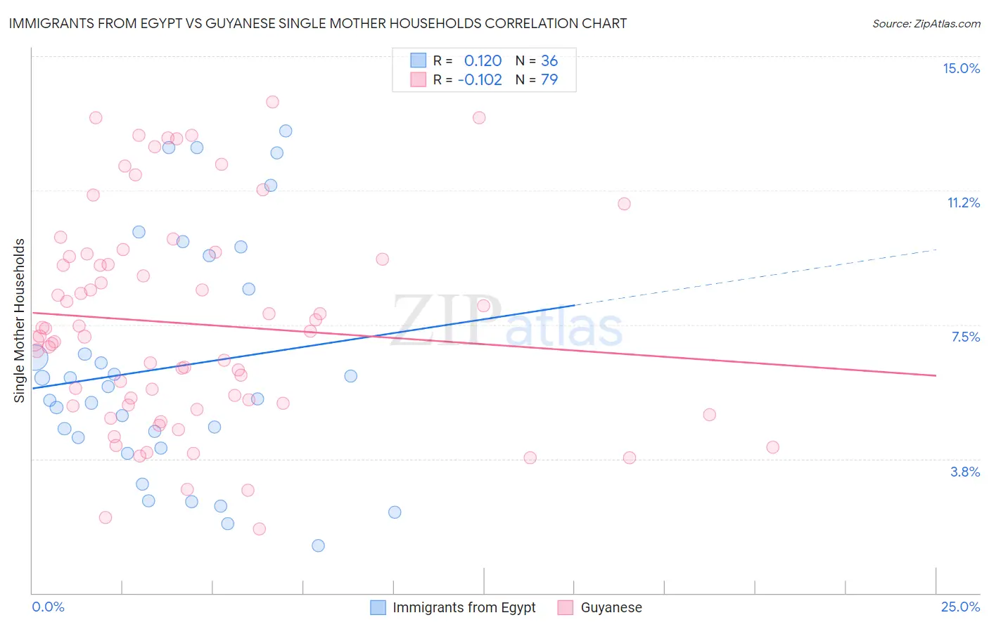 Immigrants from Egypt vs Guyanese Single Mother Households