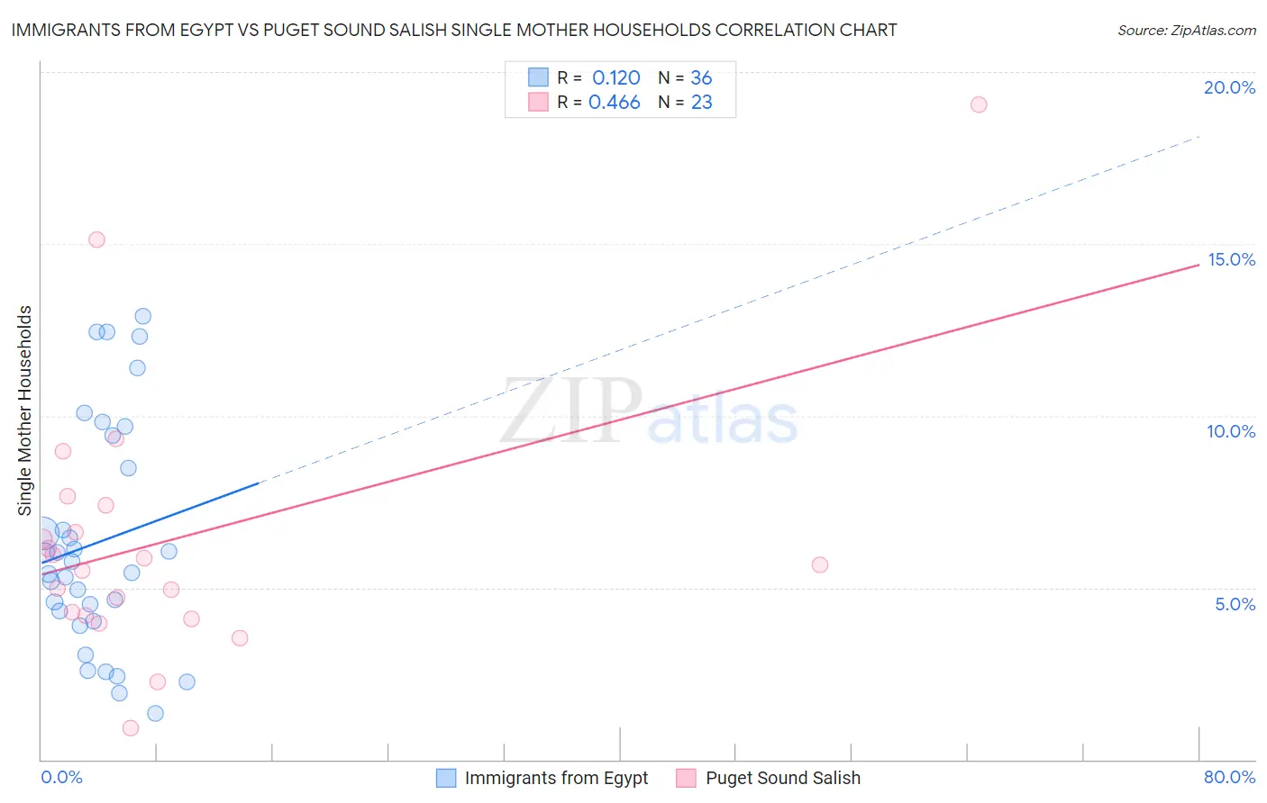 Immigrants from Egypt vs Puget Sound Salish Single Mother Households