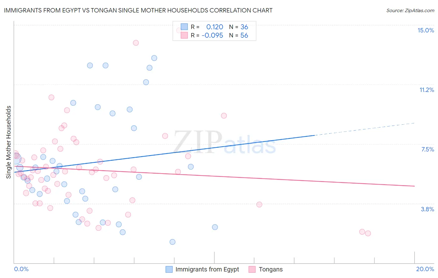 Immigrants from Egypt vs Tongan Single Mother Households