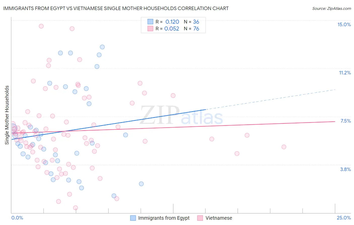 Immigrants from Egypt vs Vietnamese Single Mother Households