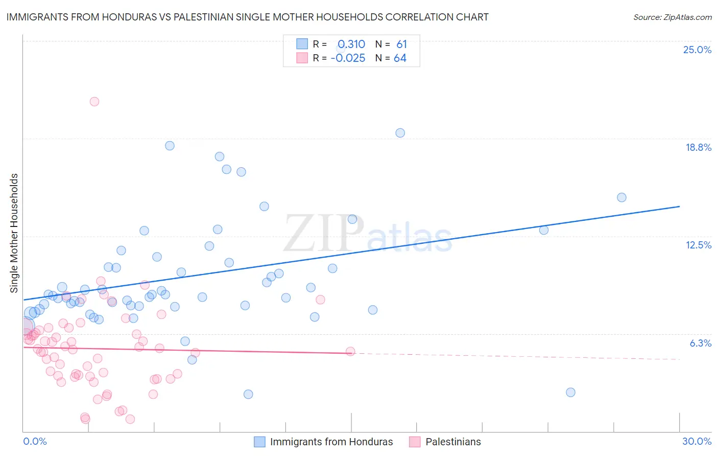 Immigrants from Honduras vs Palestinian Single Mother Households