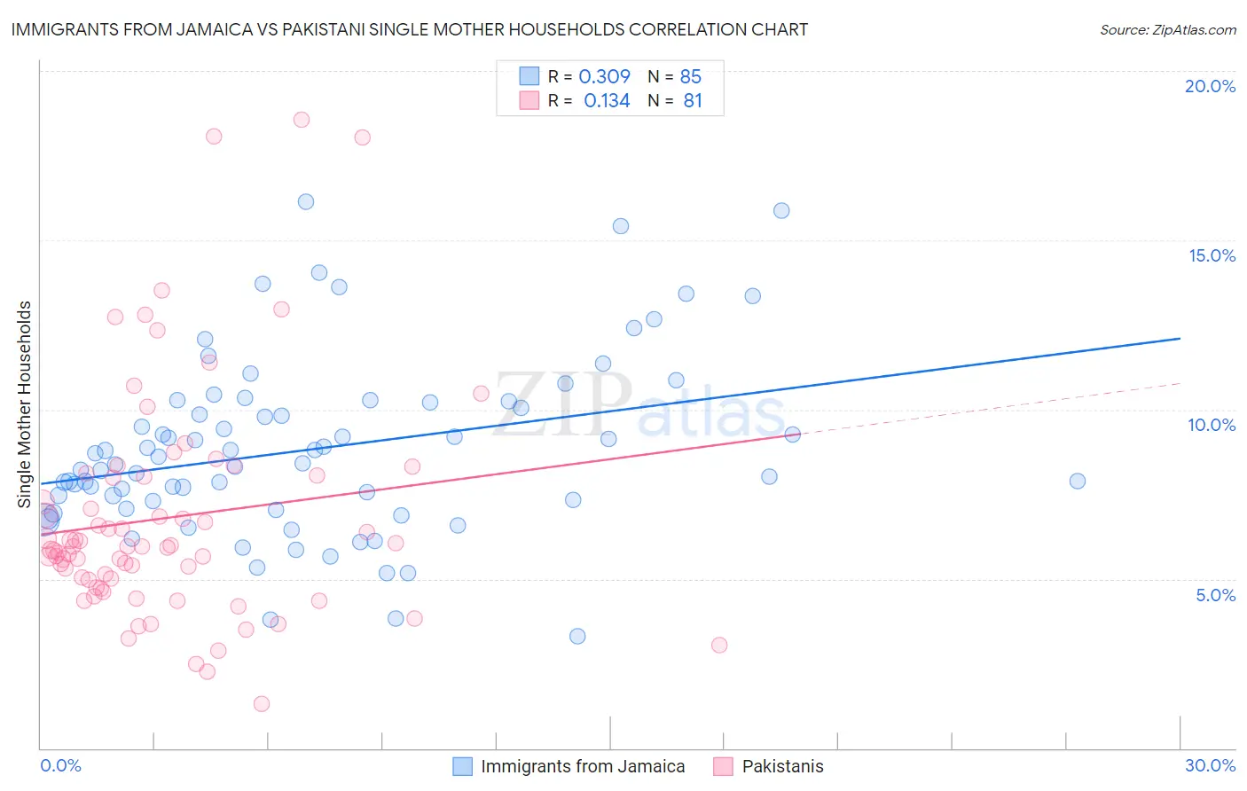 Immigrants from Jamaica vs Pakistani Single Mother Households