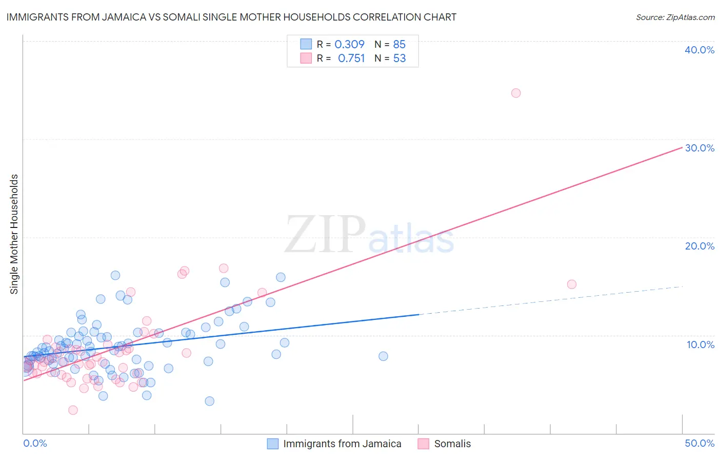 Immigrants from Jamaica vs Somali Single Mother Households