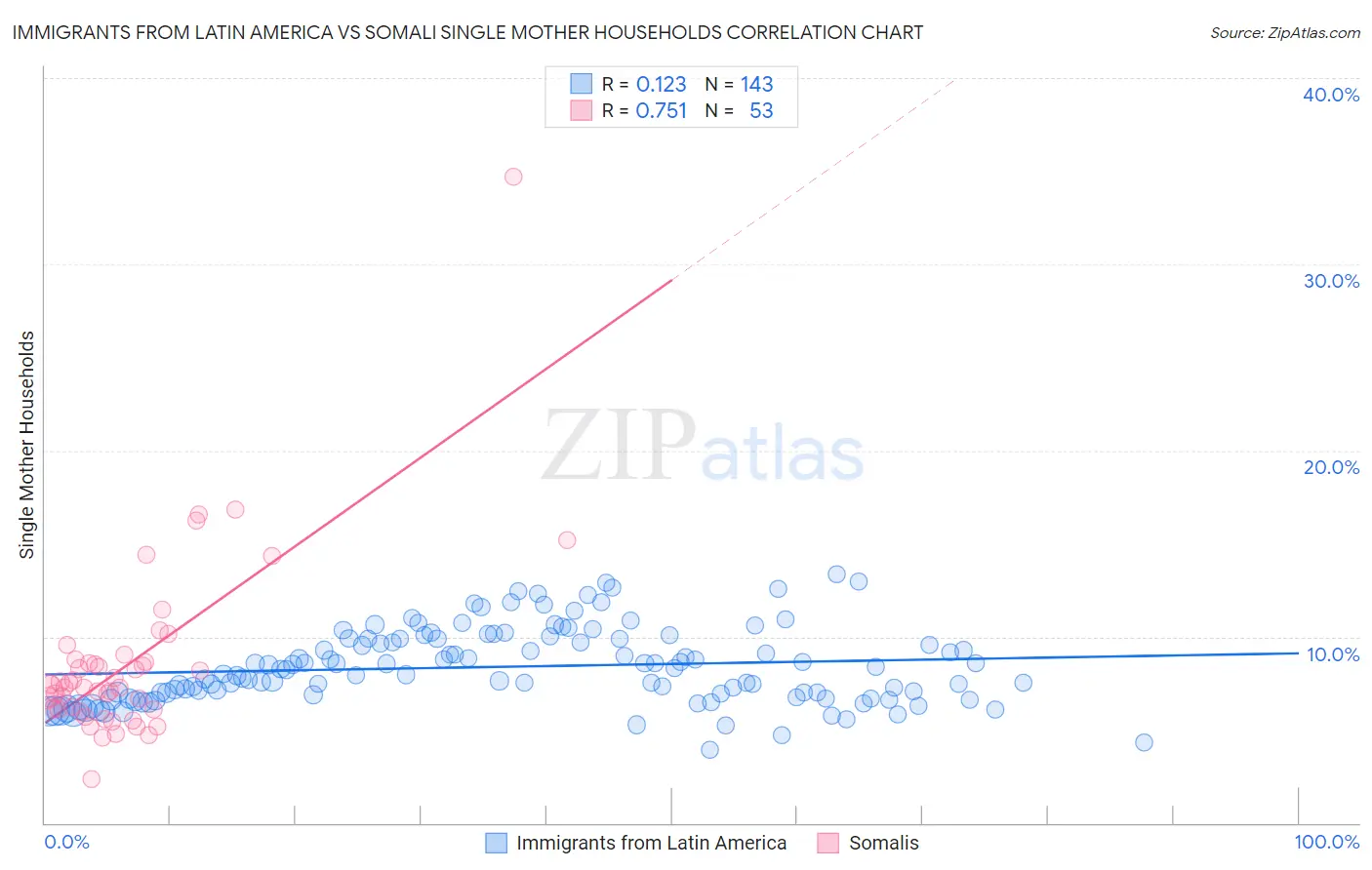 Immigrants from Latin America vs Somali Single Mother Households