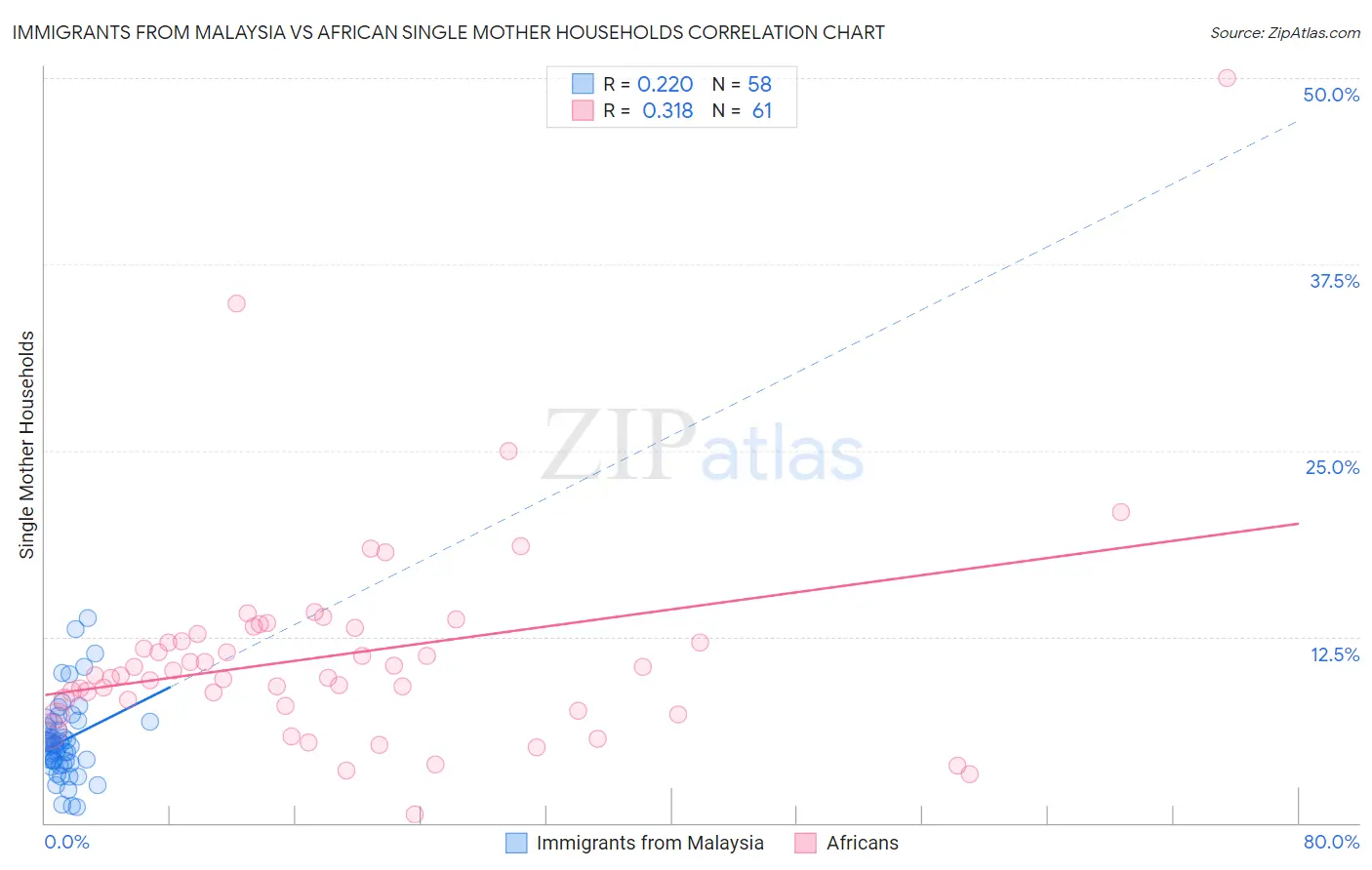 Immigrants from Malaysia vs African Single Mother Households