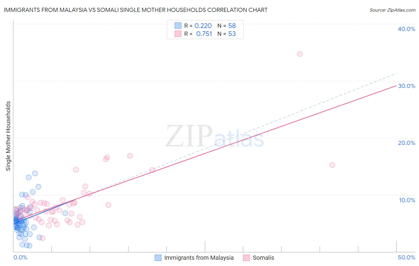 Immigrants from Malaysia vs Somali Single Mother Households