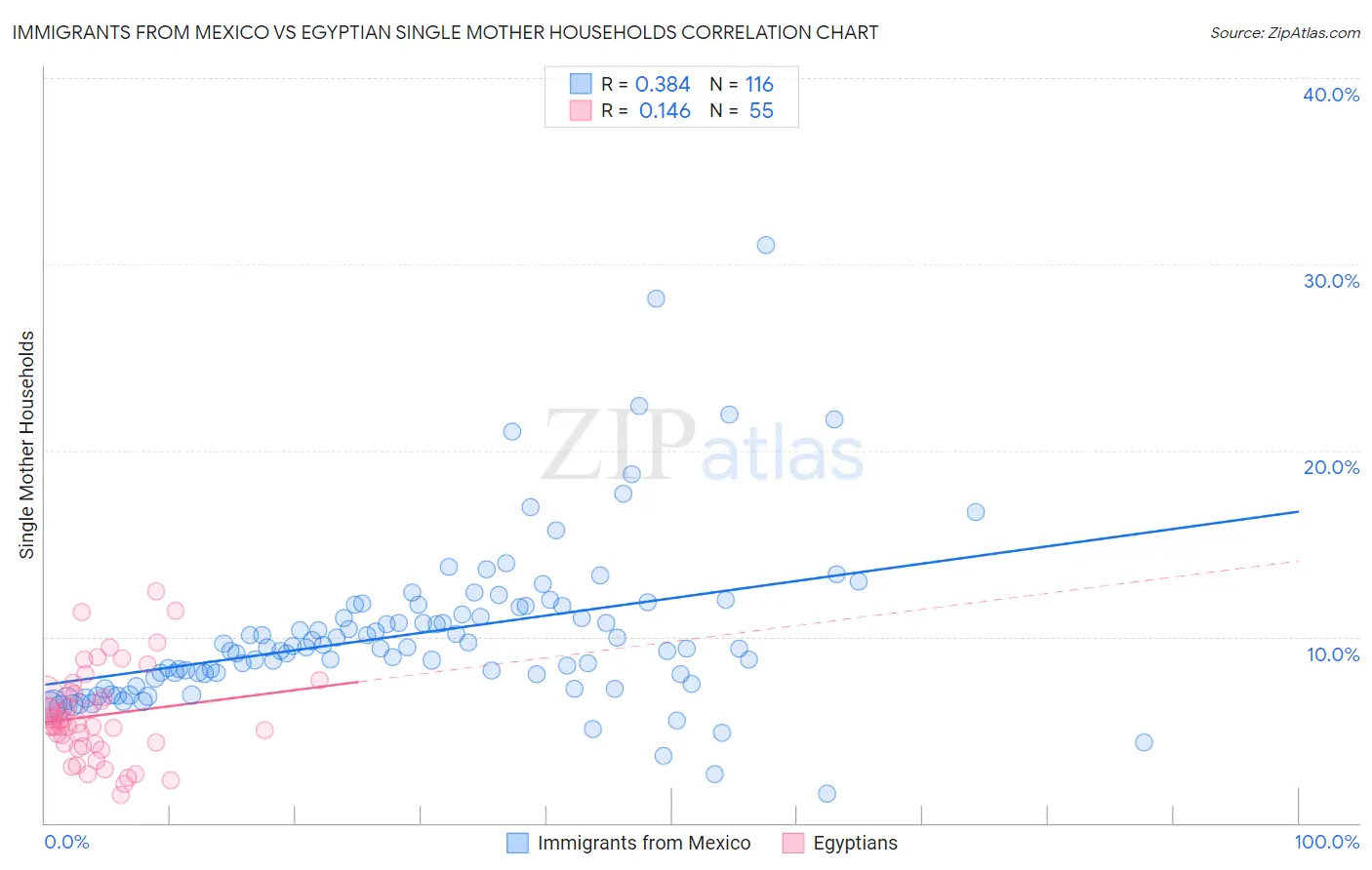 Immigrants from Mexico vs Egyptian Single Mother Households