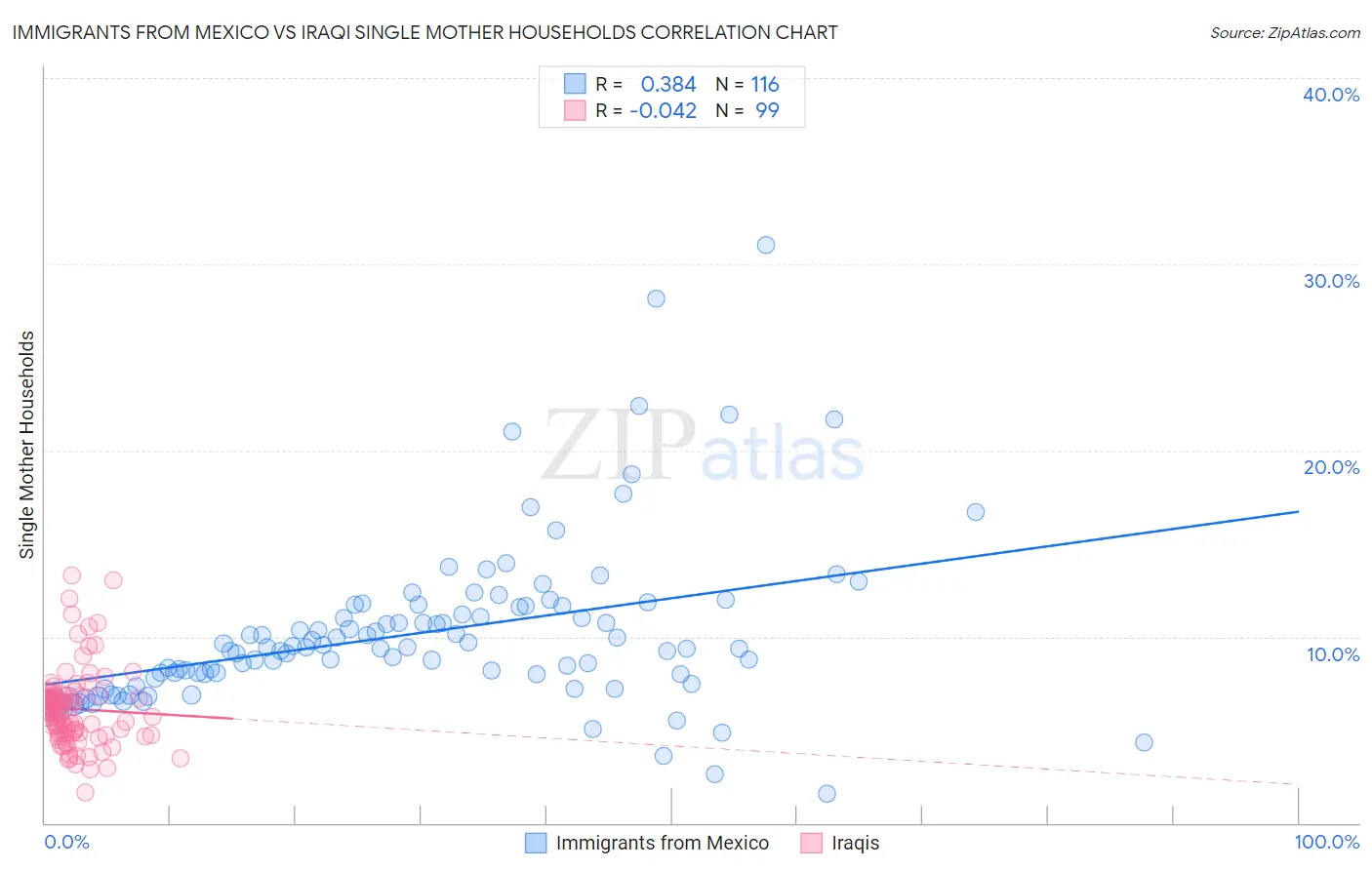 Immigrants from Mexico vs Iraqi Single Mother Households