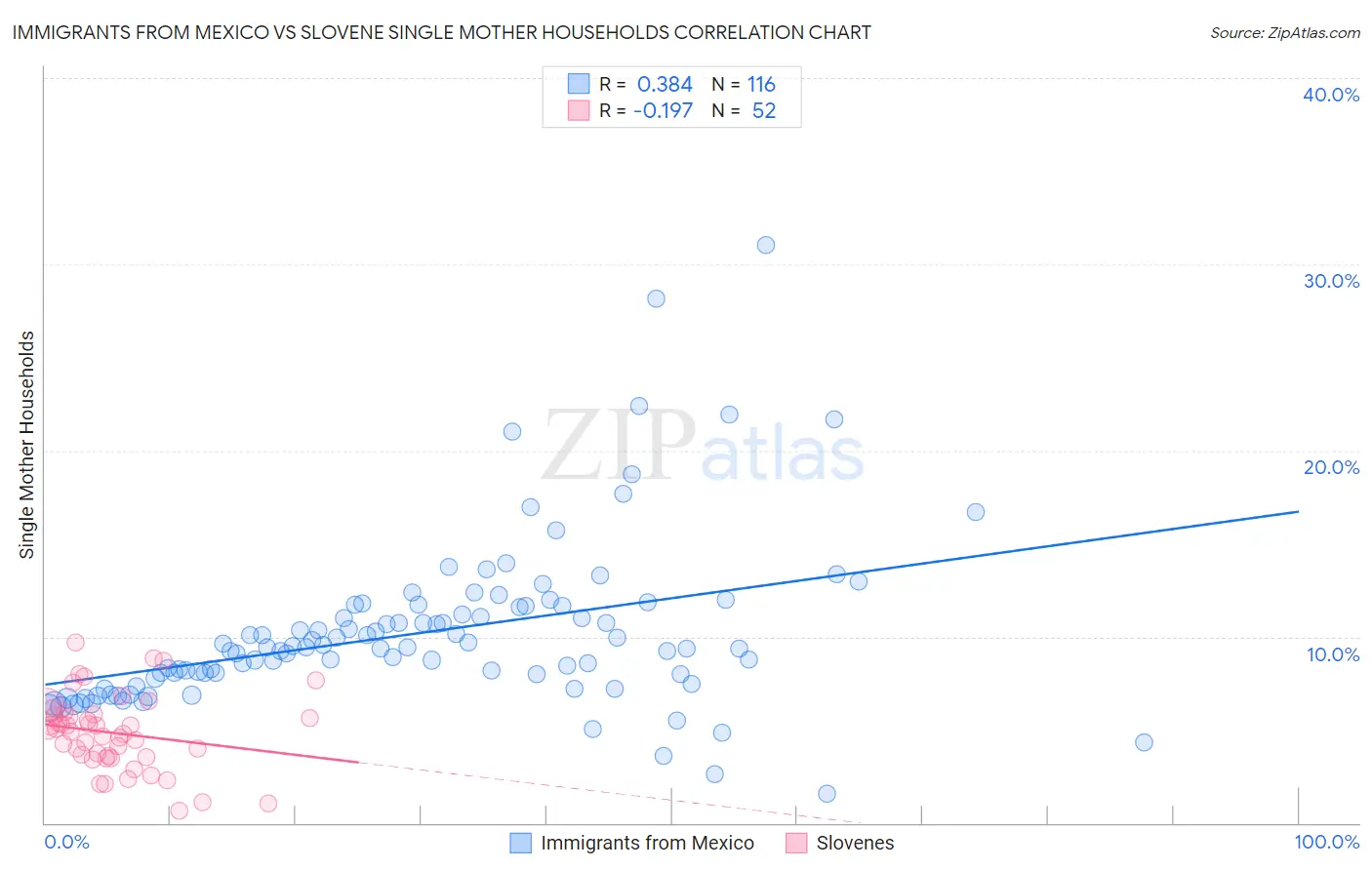 Immigrants from Mexico vs Slovene Single Mother Households