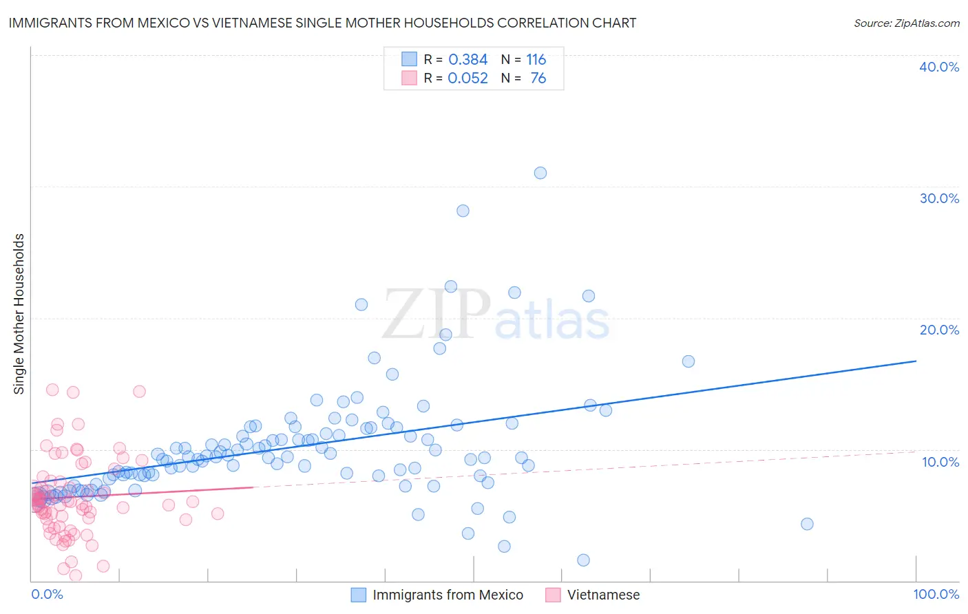 Immigrants from Mexico vs Vietnamese Single Mother Households