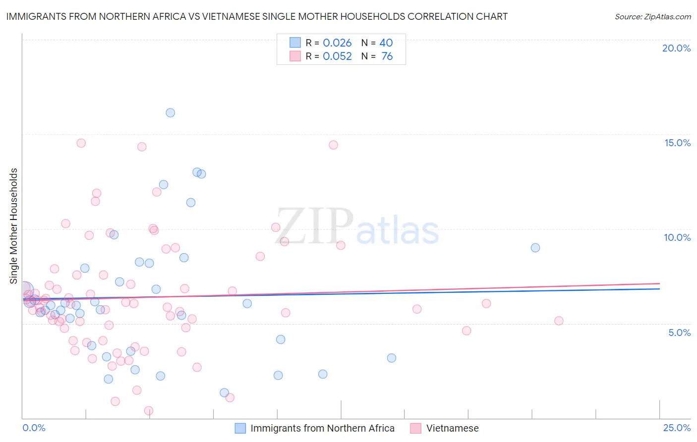 Immigrants from Northern Africa vs Vietnamese Single Mother Households