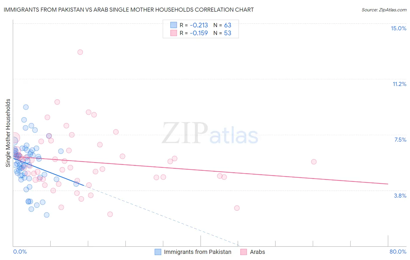 Immigrants from Pakistan vs Arab Single Mother Households