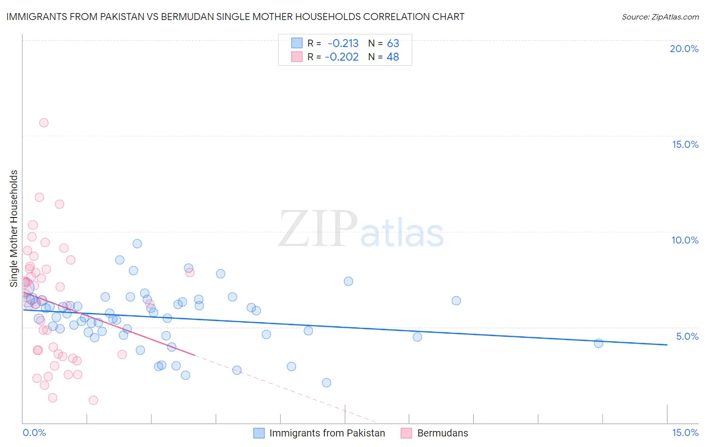 Immigrants from Pakistan vs Bermudan Single Mother Households