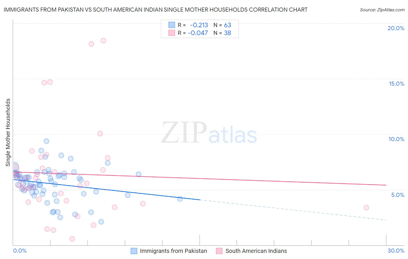 Immigrants from Pakistan vs South American Indian Single Mother Households