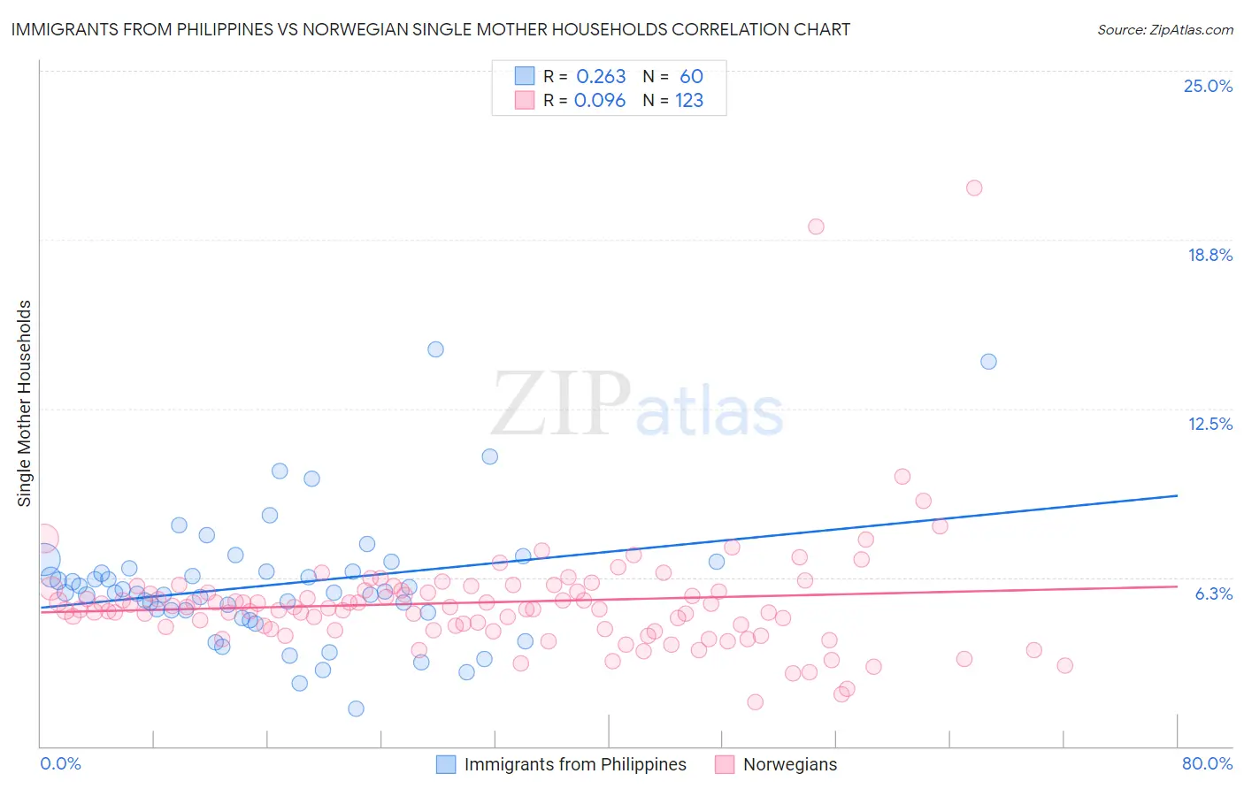 Immigrants from Philippines vs Norwegian Single Mother Households