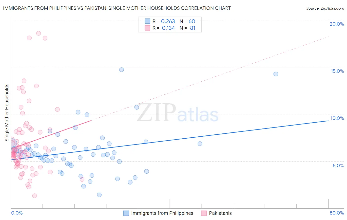 Immigrants from Philippines vs Pakistani Single Mother Households