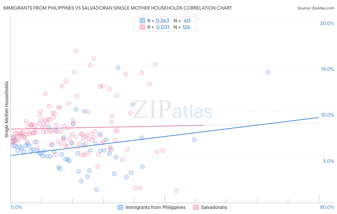 Immigrants from Philippines vs Salvadoran Single Mother Households