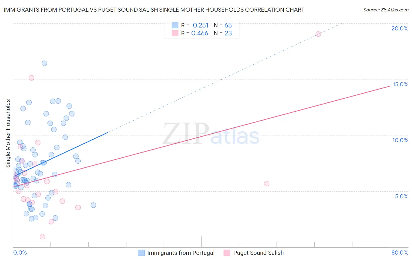 Immigrants from Portugal vs Puget Sound Salish Single Mother Households