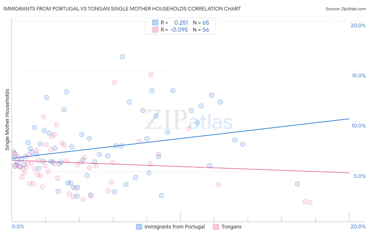 Immigrants from Portugal vs Tongan Single Mother Households