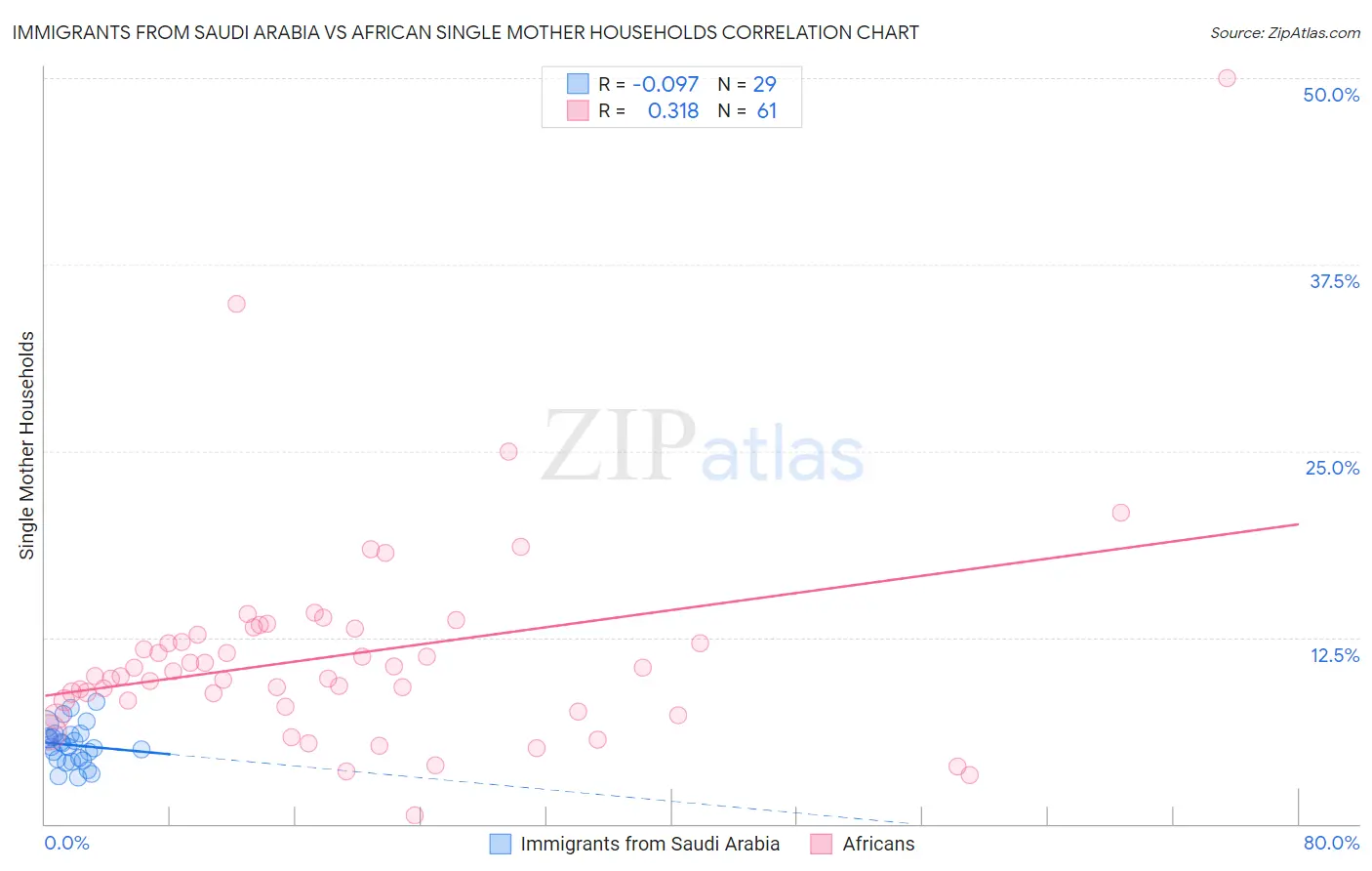 Immigrants from Saudi Arabia vs African Single Mother Households